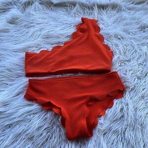 Scalloped Edge Orange Bikini Set